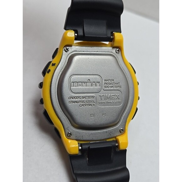 Timex Ironman Triathlon Flix Digital Yellow Black 100M Indiglo New Battery Watch - Picture 10 of 11